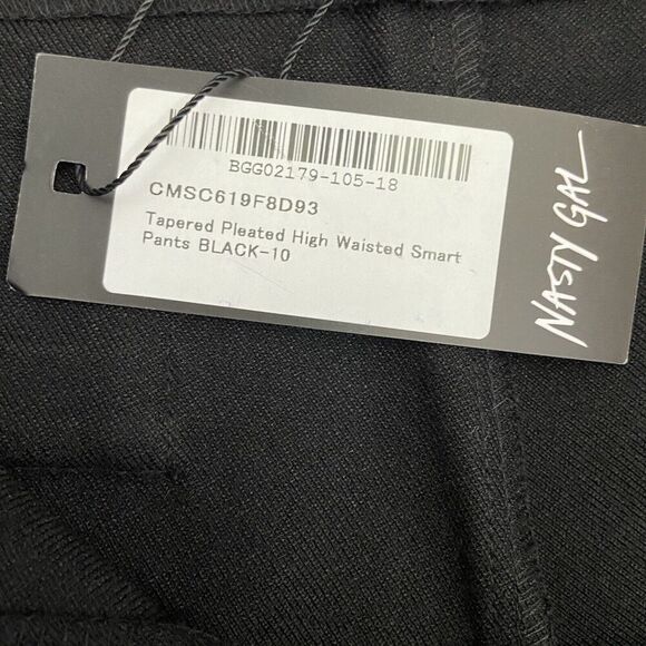 Nasty Gal Tapered Pleated High Waisted Smart Pants Black Size US 6 - Picture 6 of 12